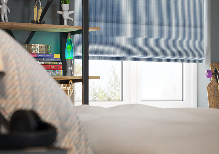 Nautical Stripes, Navy - Motorised Roman Blind - Image 5